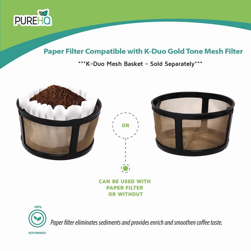 PureHQ Disposable Coffee Paper Filters for Keurig K-Duo Essential, K Duo Brewer, and K-Duo Plus Carafe Coffee Makers - Fits K-Duo Gold Tone Mesh Filter Basket Carafe â€“ Coffee Sediment-Free (100 Pack) - Image 3